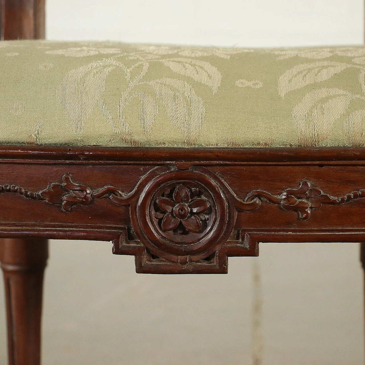 4 Neoclassical walnut and fabric chairs, late 18th century 7
