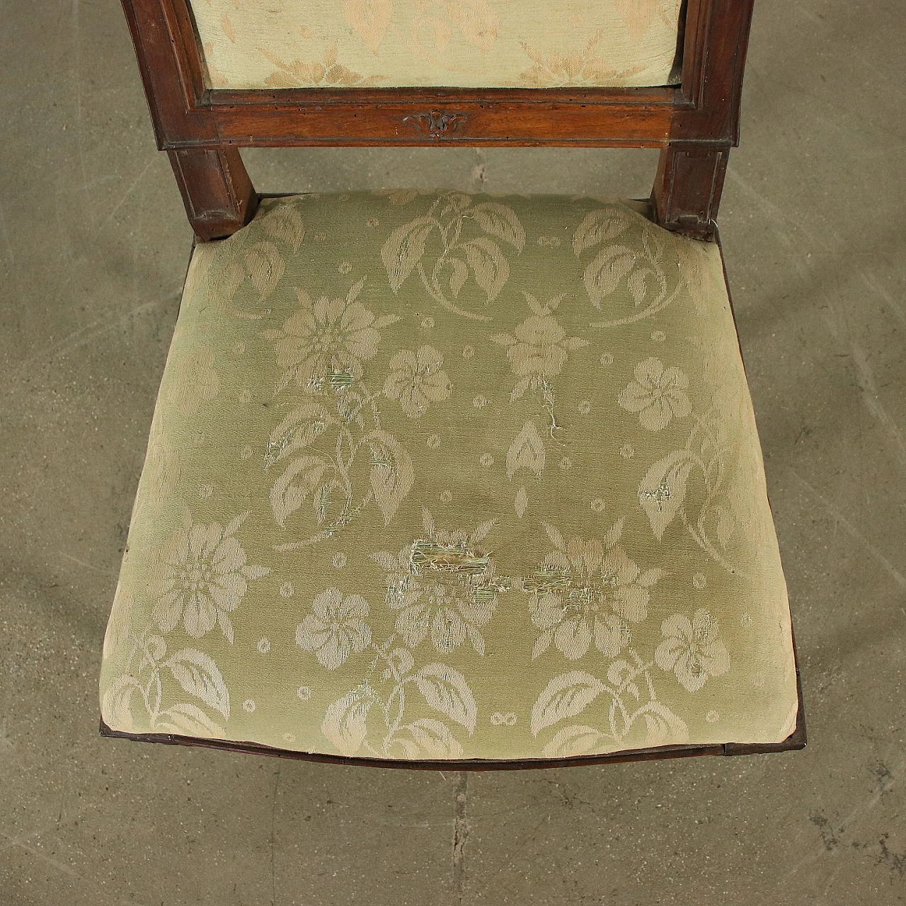 4 Neoclassical walnut and fabric chairs, late 18th century 9