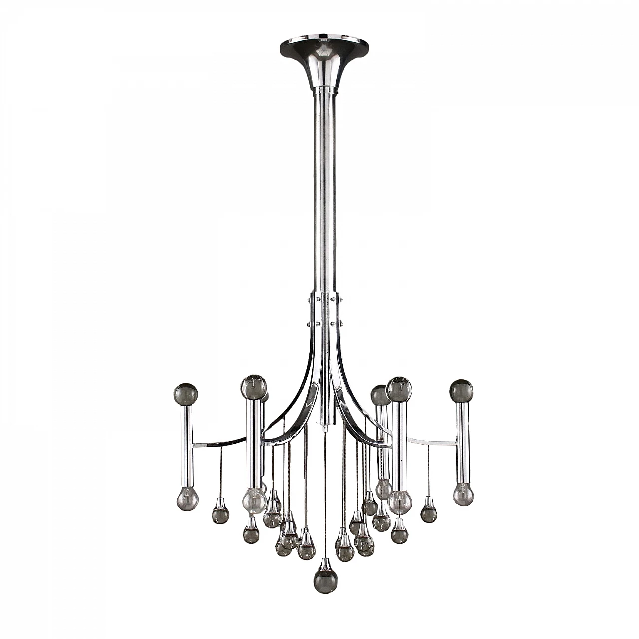 Lampada da soffitto con pendenti in vetro, anni '70 1