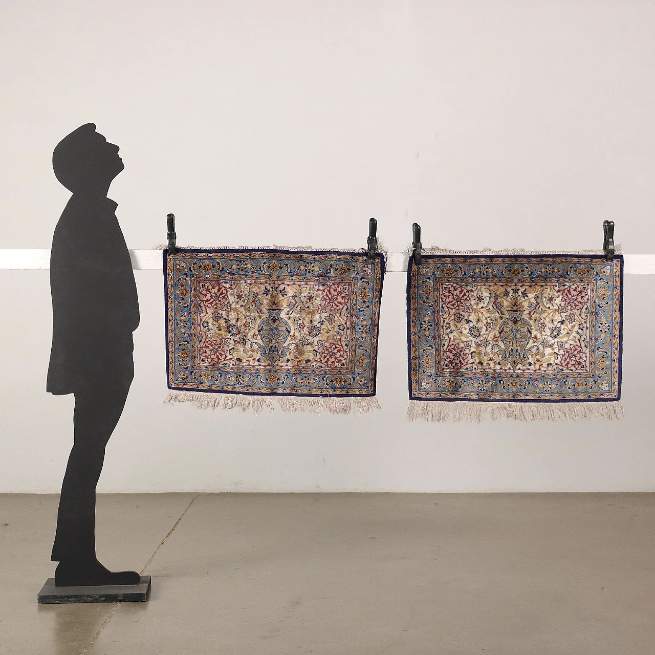 Coppia di tappeti Isfahan iraniani in lana e seta 2