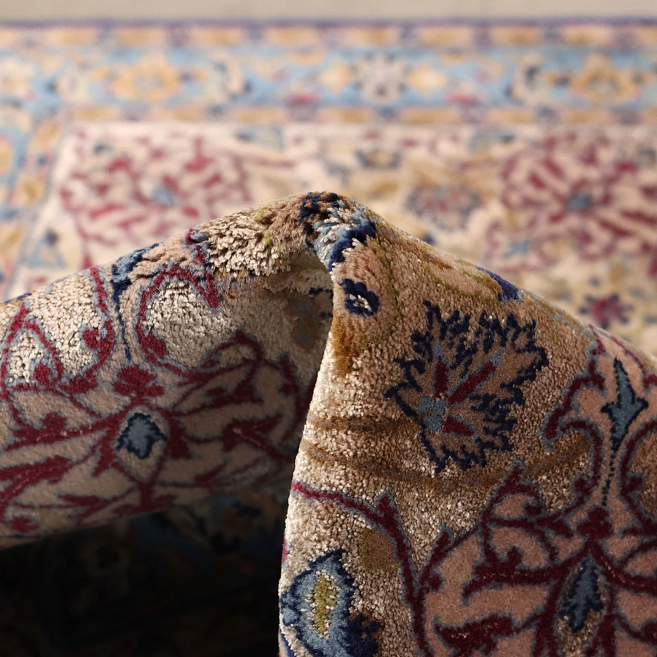 Coppia di tappeti Isfahan iraniani in lana e seta 10