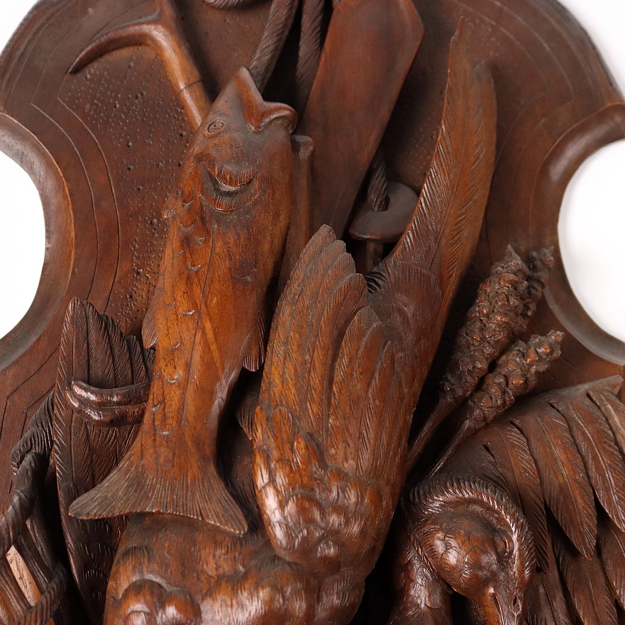 Pair of walnut plaques with game, early 20th century 4