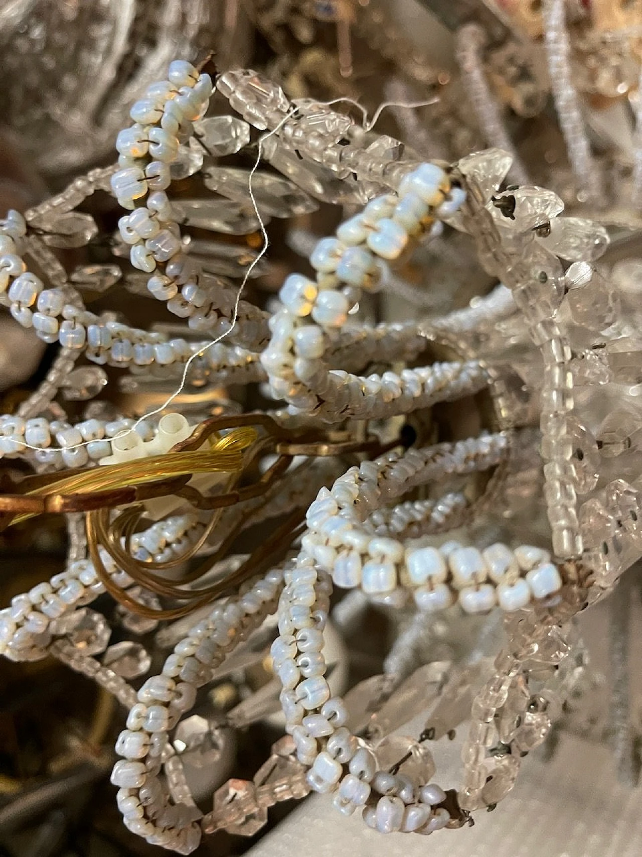 Pair of Murano glass and crystal bead chandeliers, 1950s 8