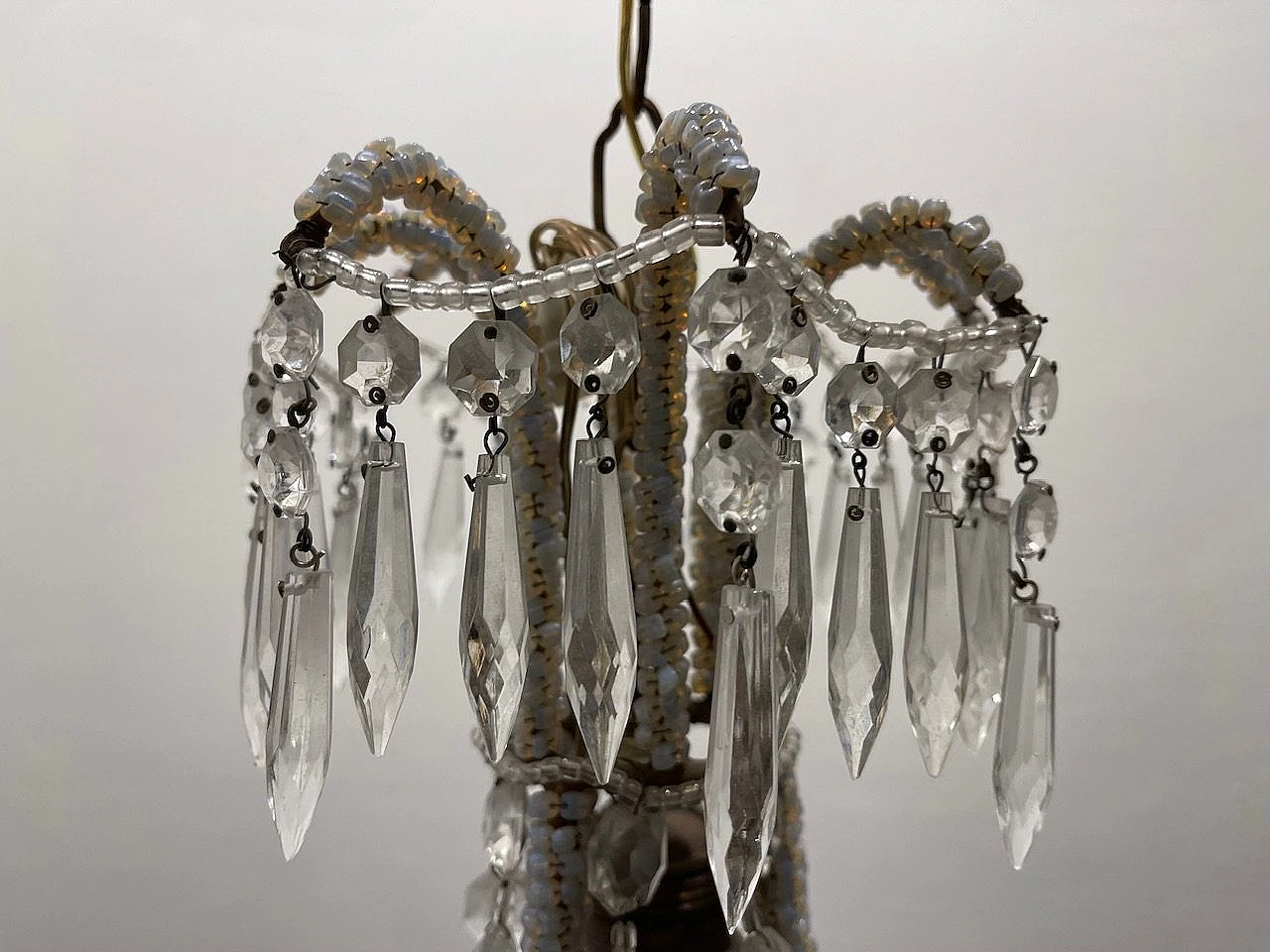 Pair of Murano glass and crystal bead chandeliers, 1950s 9