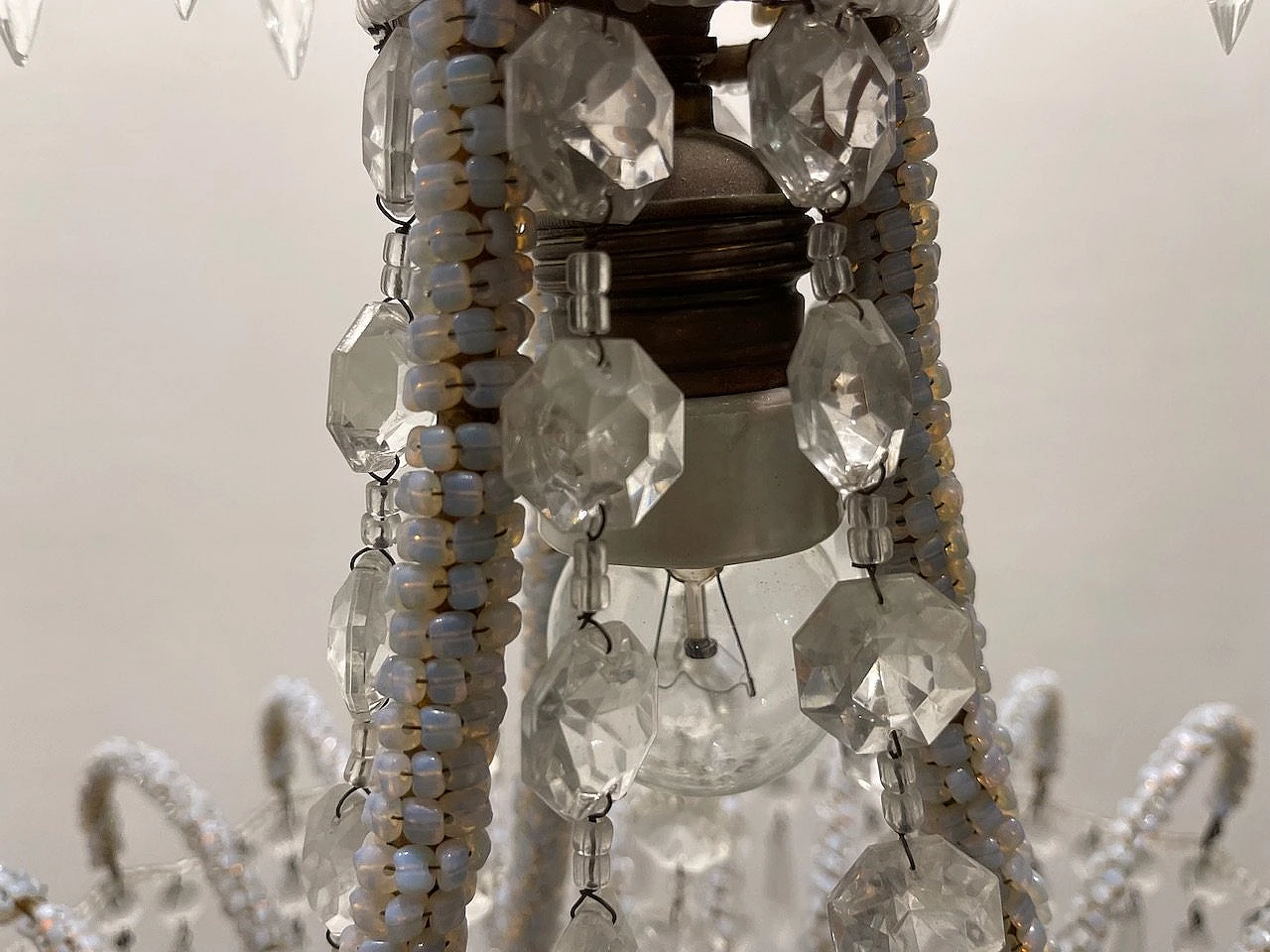 Pair of Murano glass and crystal bead chandeliers, 1950s 11