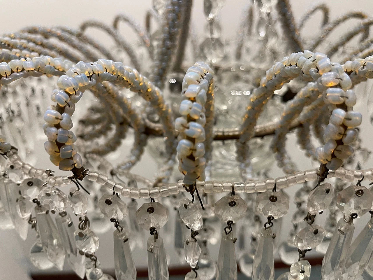 Pair of Murano glass and crystal bead chandeliers, 1950s 13