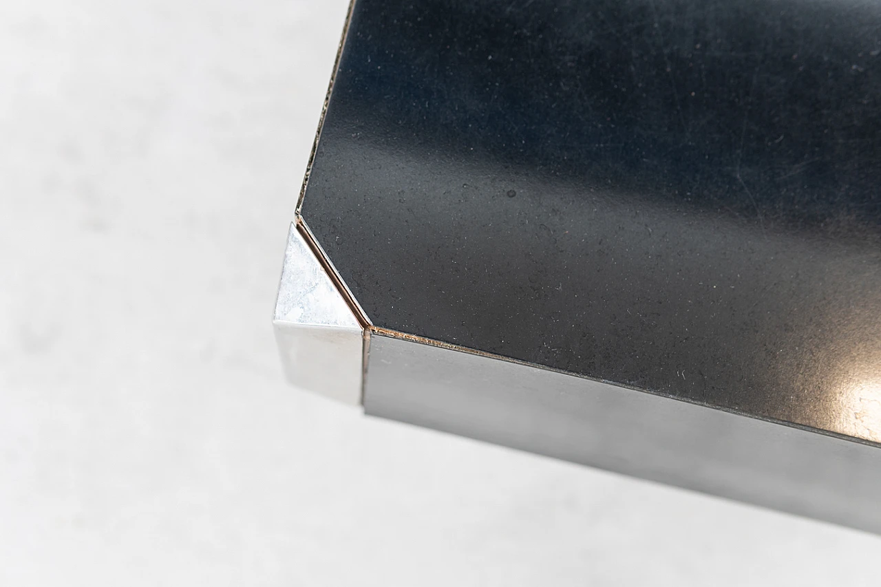 Tavolino in legno e acciaio di Willy Rizzo per Mario Sabot, anni '80 4