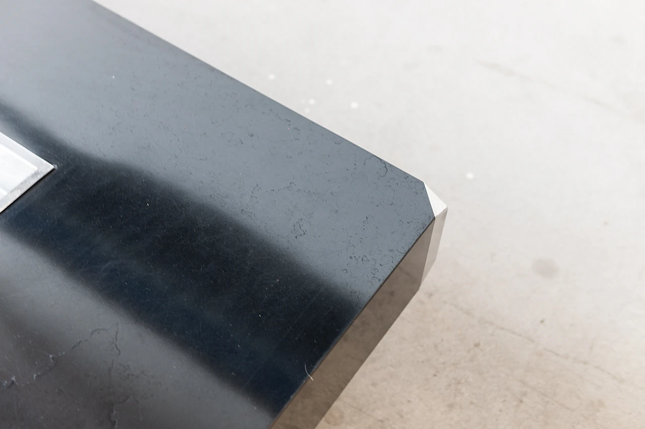 Tavolino in legno e acciaio di Willy Rizzo per Mario Sabot, anni '80 7