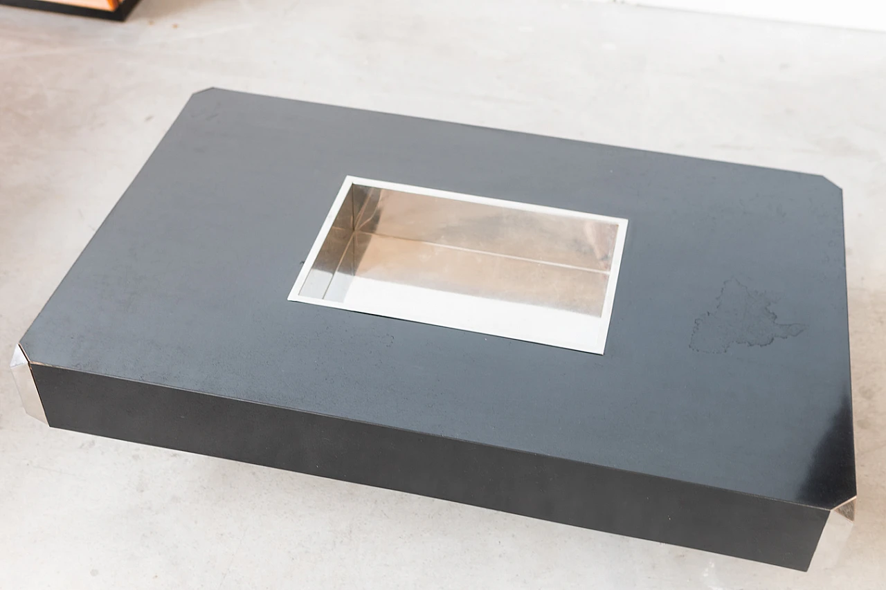 Tavolino in legno e acciaio di Willy Rizzo per Mario Sabot, anni '80 10