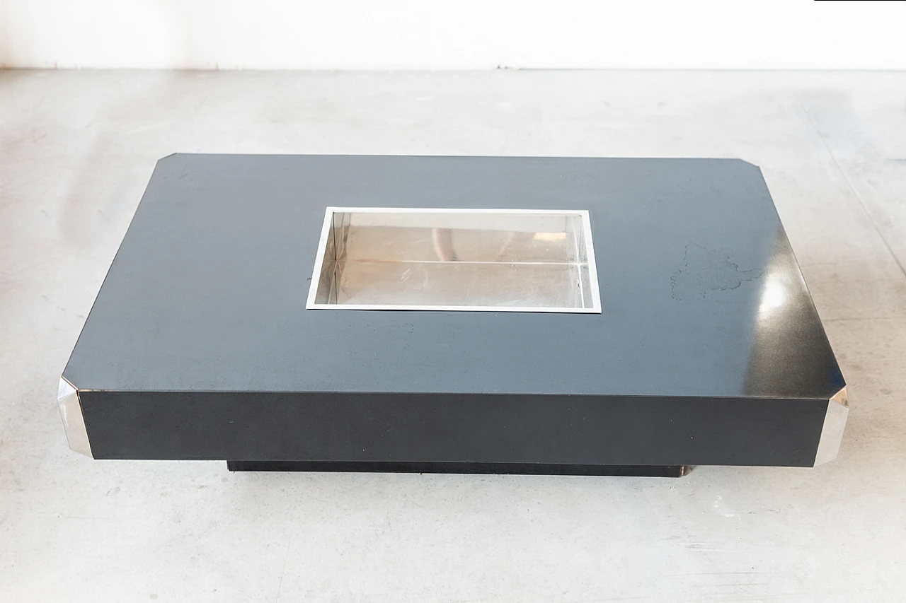 Tavolino in legno e acciaio di Willy Rizzo per Mario Sabot, anni '80 11