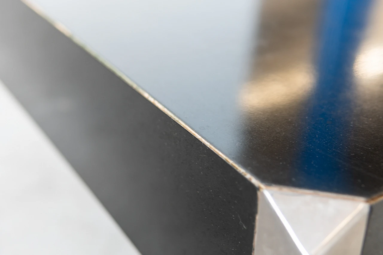 Tavolino in legno e acciaio di Willy Rizzo per Mario Sabot, anni '80 14