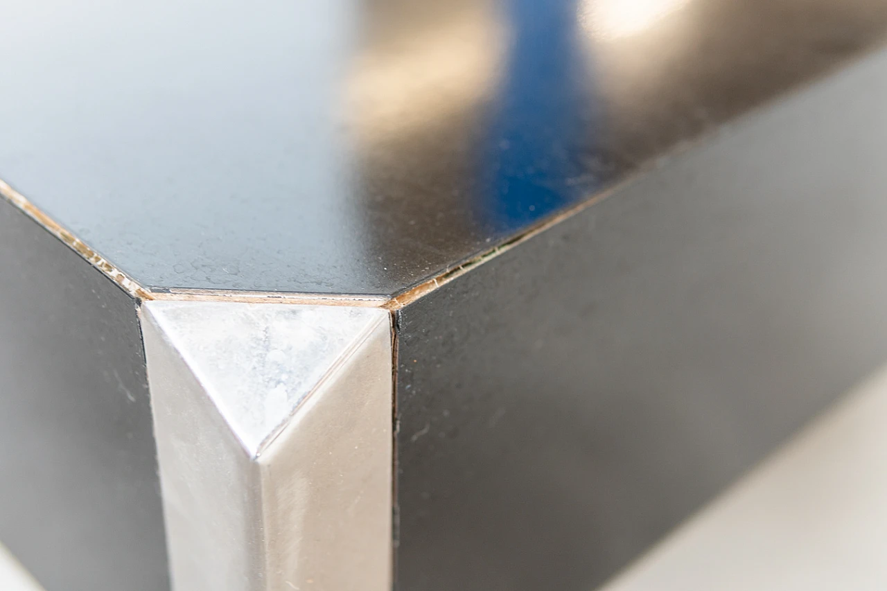 Tavolino in legno e acciaio di Willy Rizzo per Mario Sabot, anni '80 15