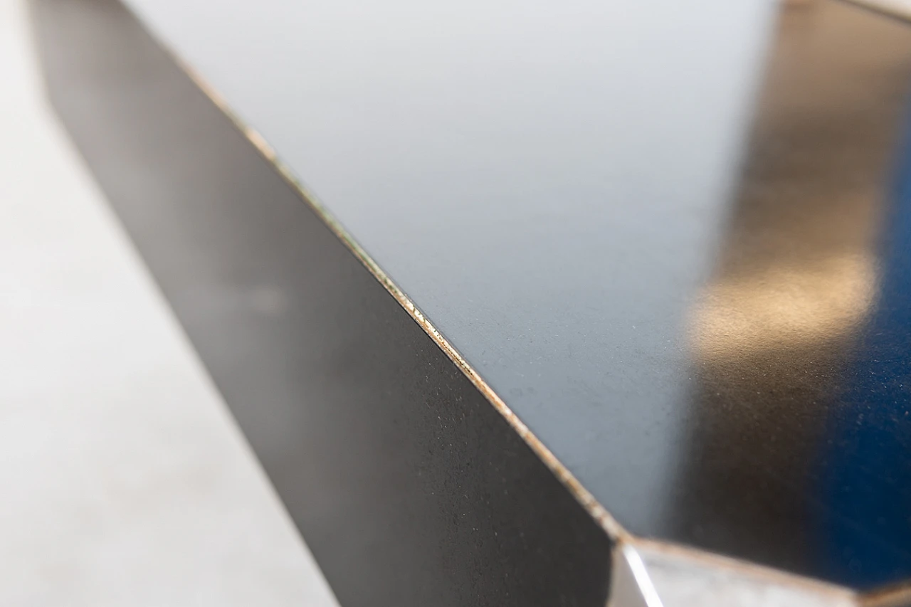 Tavolino in legno e acciaio di Willy Rizzo per Mario Sabot, anni '80 17