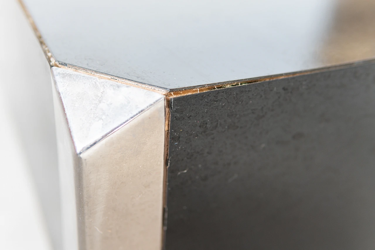 Tavolino in legno e acciaio di Willy Rizzo per Mario Sabot, anni '80 18