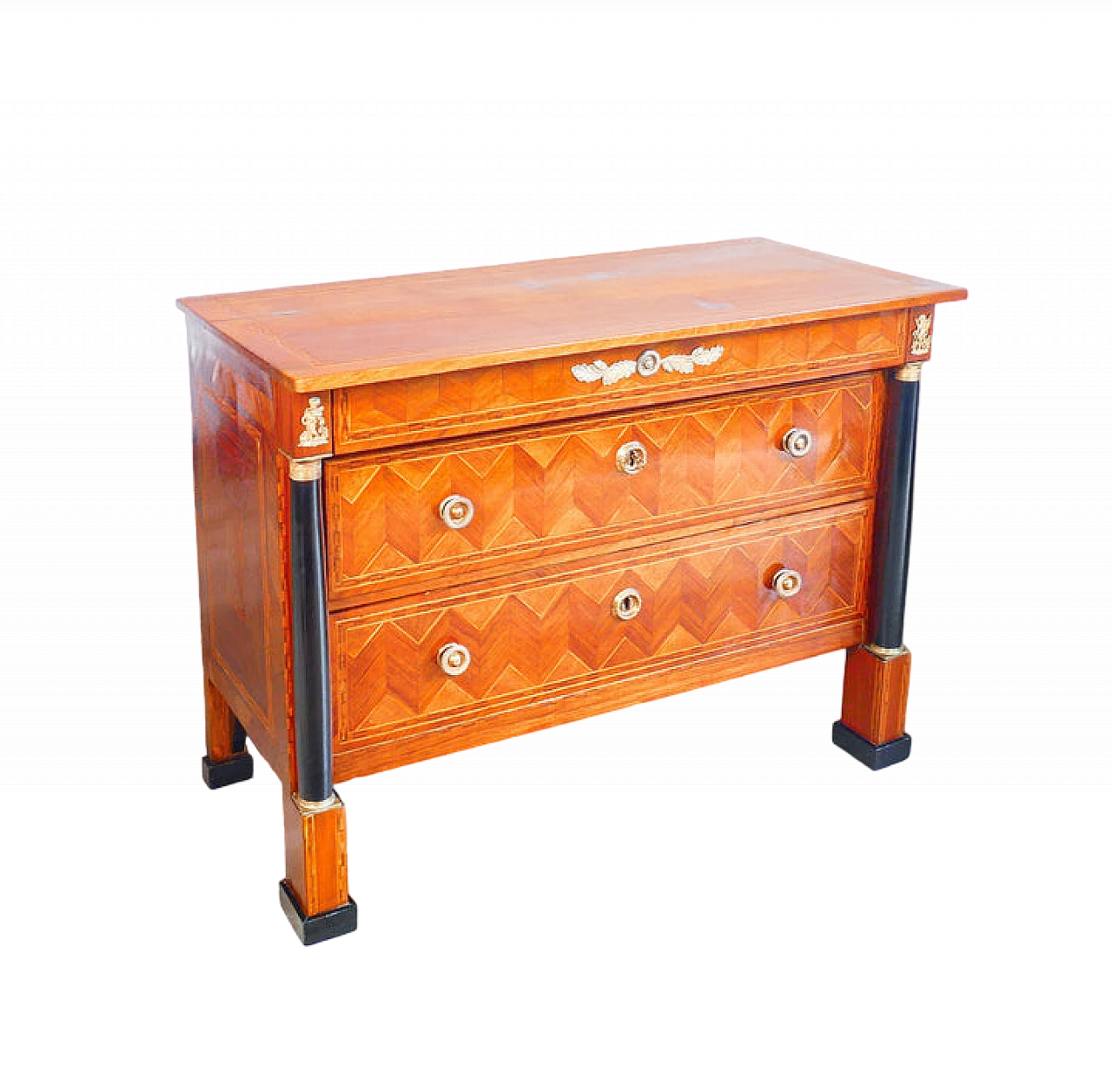 Comò Impero in noce intarsiato ed ebanizzato, prima metà dell'800 2
