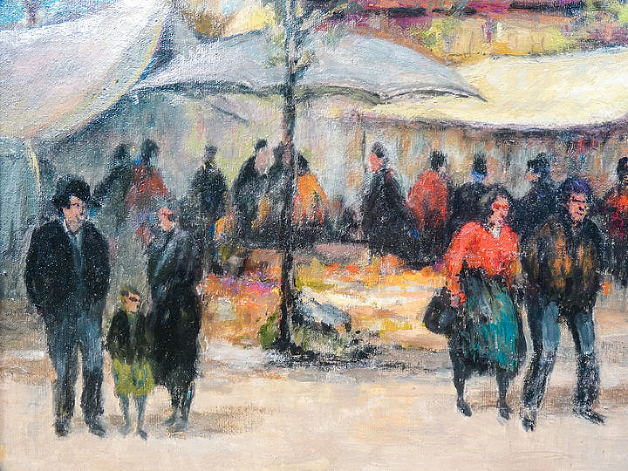 Felice Vellan, Mercato a Mazzè, dipinto a olio su tela, 1965 6