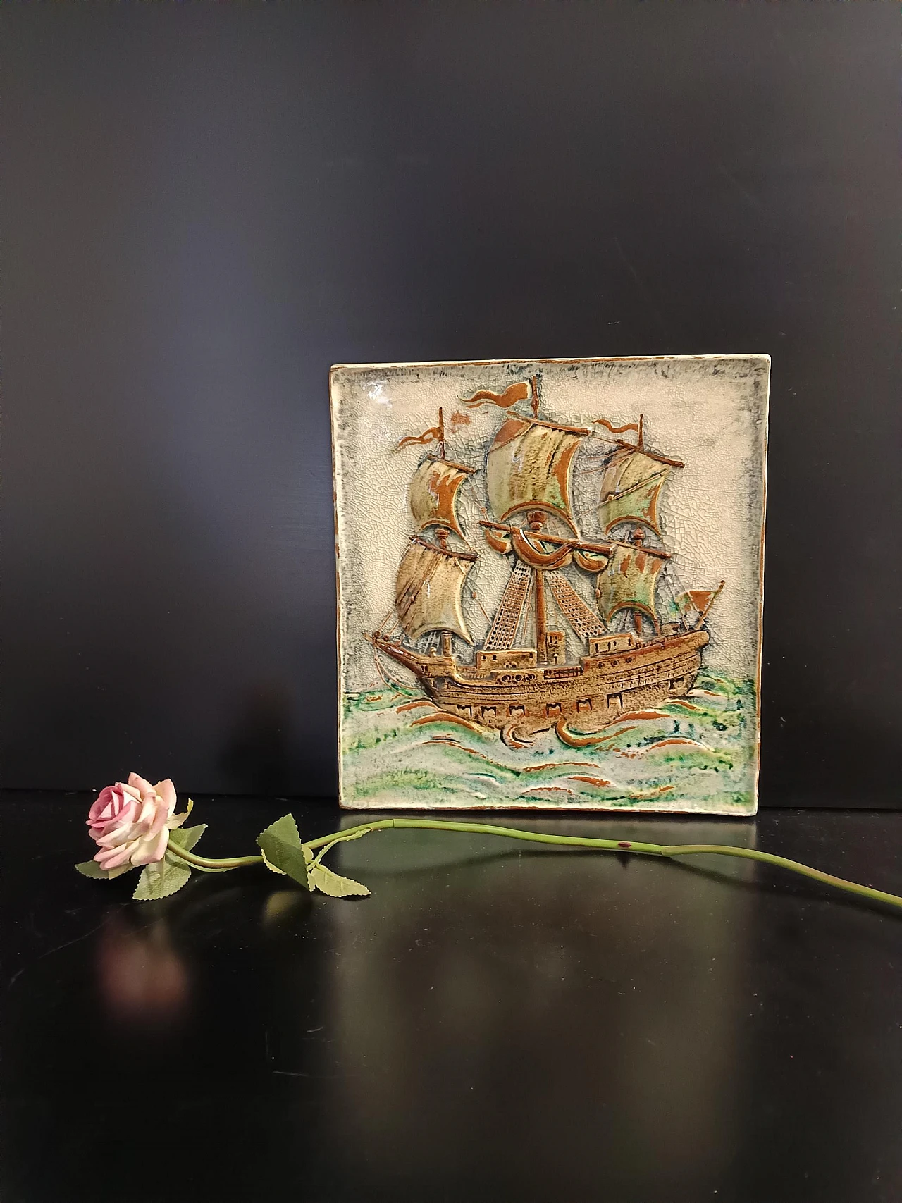 Terracotta panel by Gustav Heinkel for Majolika Karlsruhe, 1970s 2