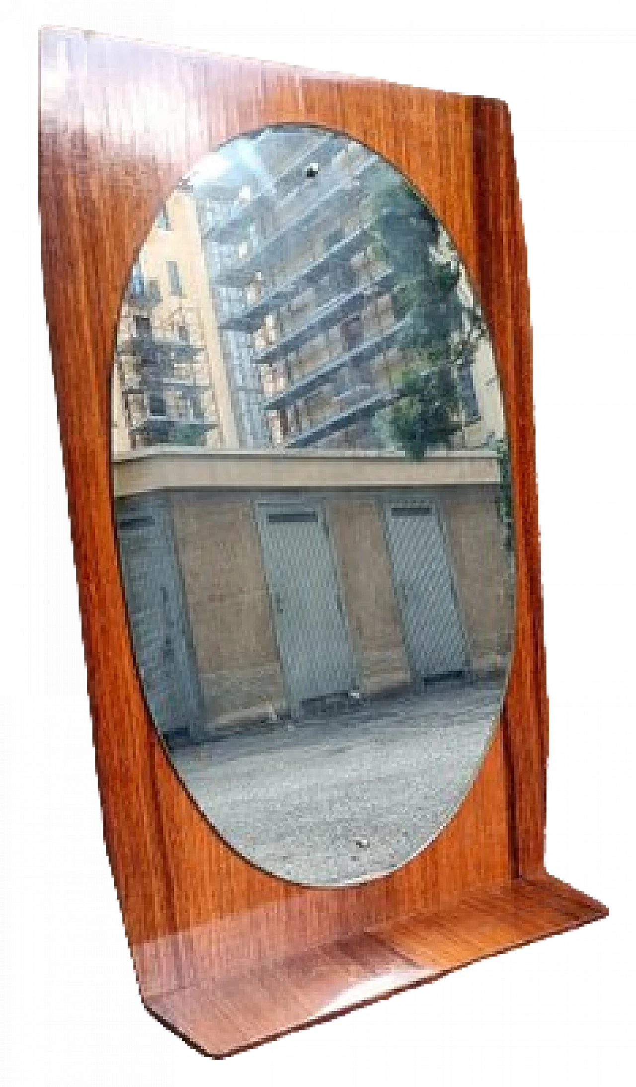 Specchio da parete in legno con mensola, anni '60 5