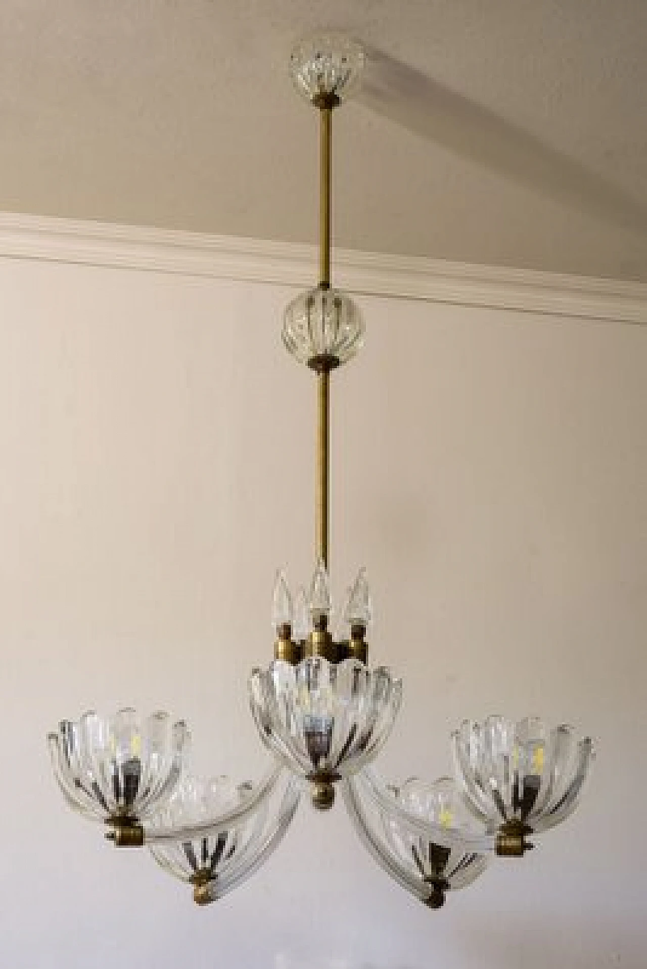 Murano glass chandelier attributed to Barovier & Toso, 1940s 1