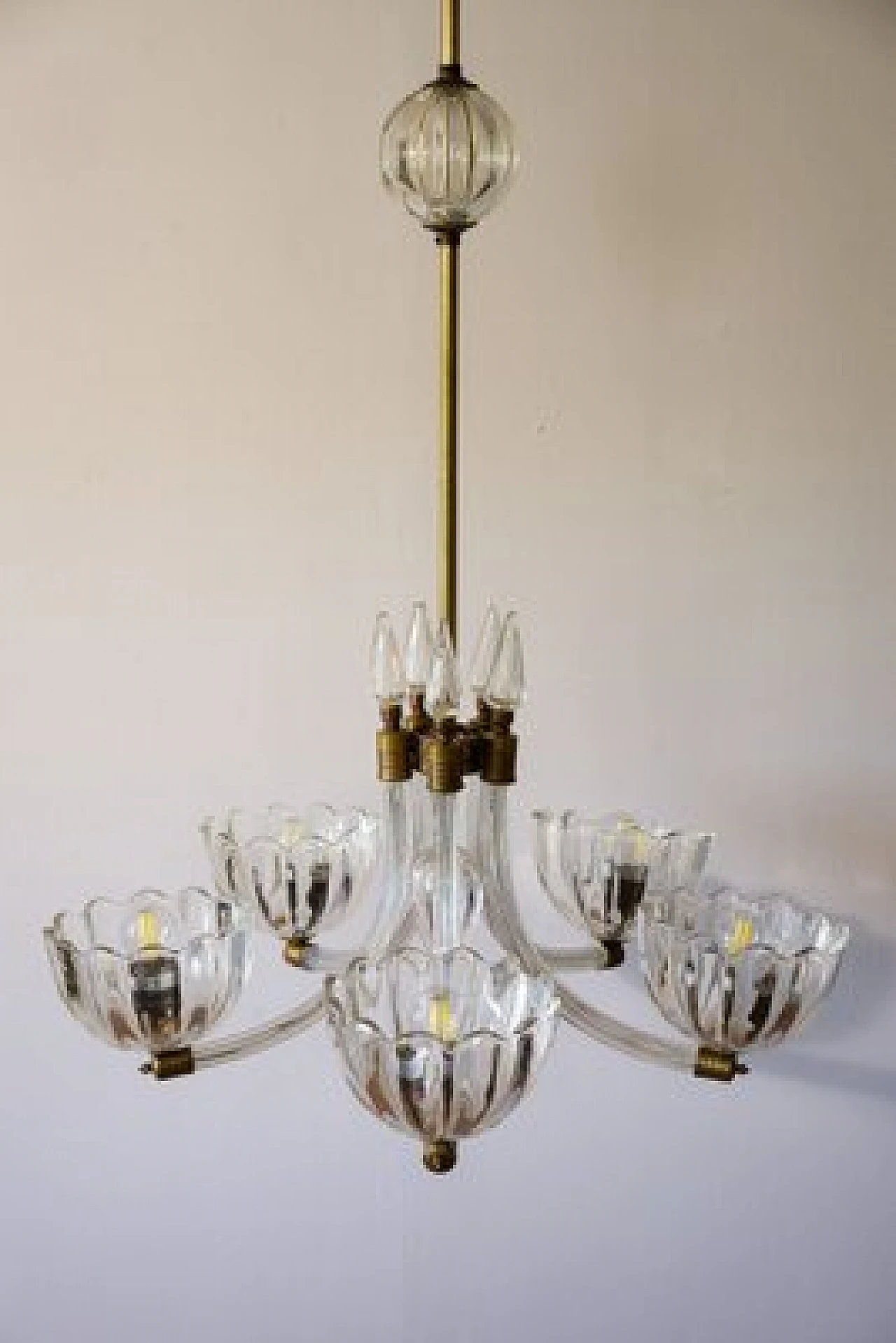 Murano glass chandelier attributed to Barovier & Toso, 1940s 2