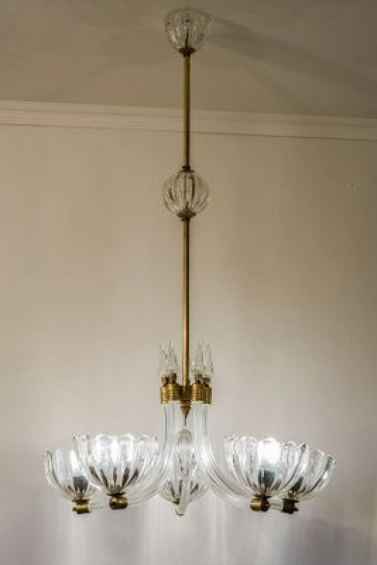 Murano glass chandelier attributed to Barovier & Toso, 1940s 4