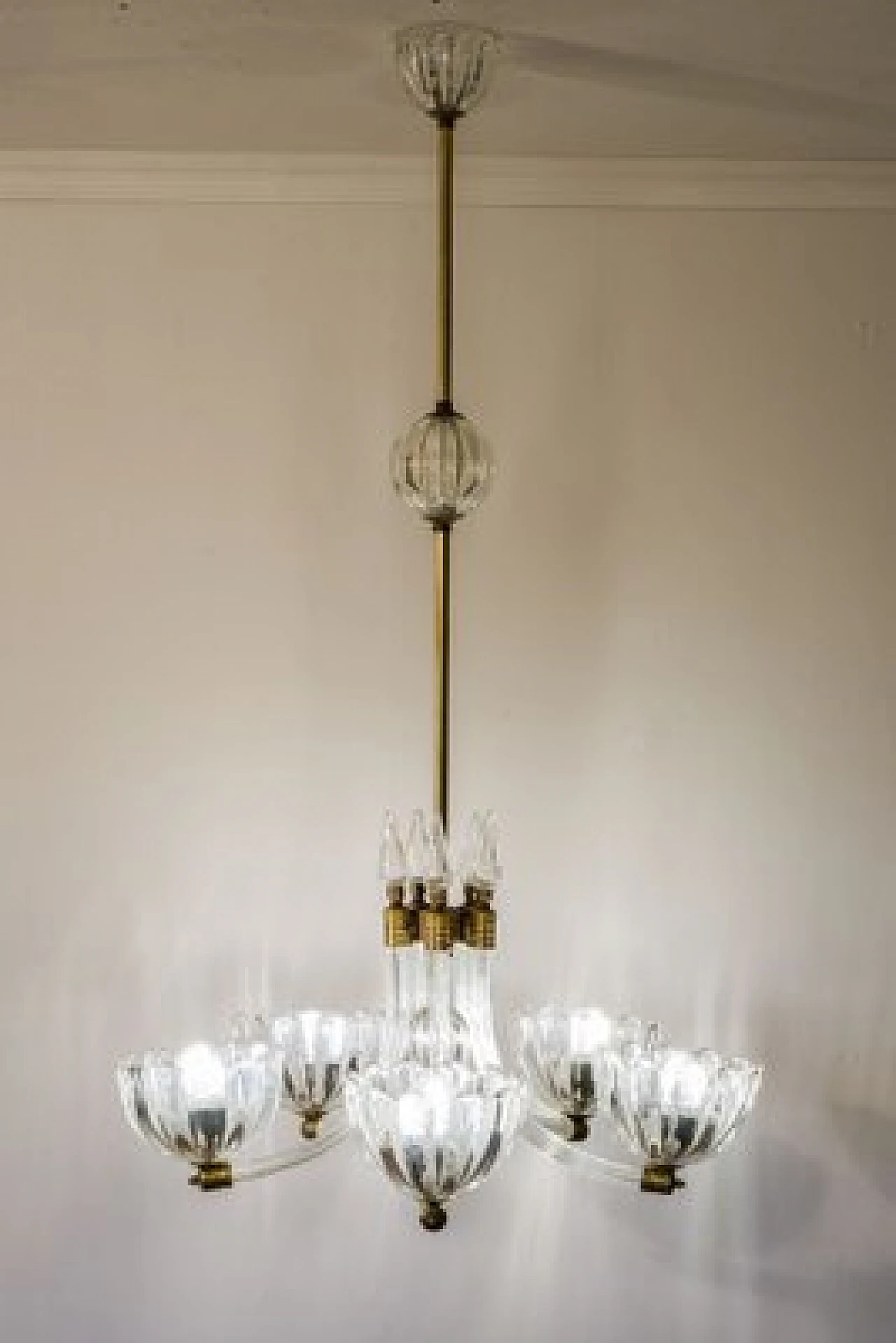 Murano glass chandelier attributed to Barovier & Toso, 1940s 7