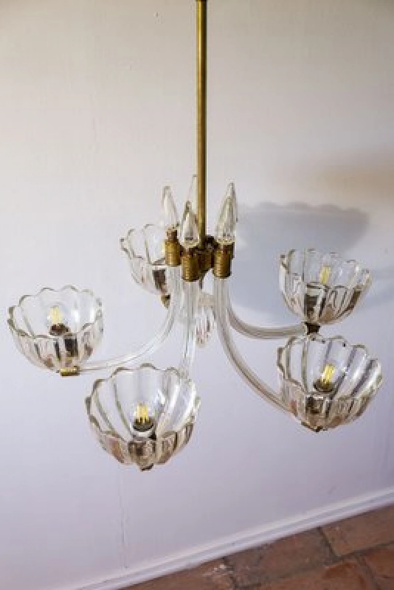 Murano glass chandelier attributed to Barovier & Toso, 1940s 8
