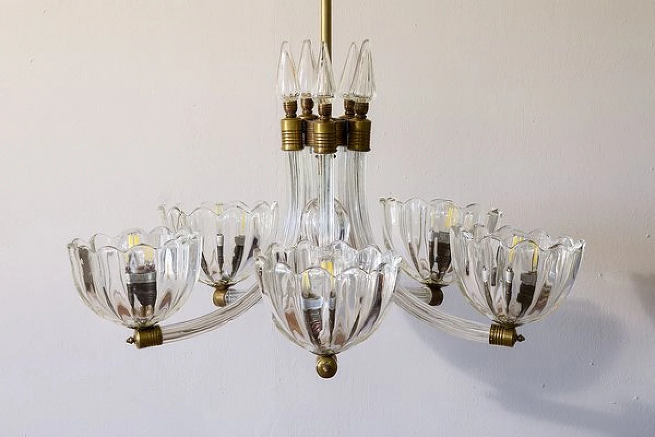 Murano glass chandelier attributed to Barovier & Toso, 1940s 11