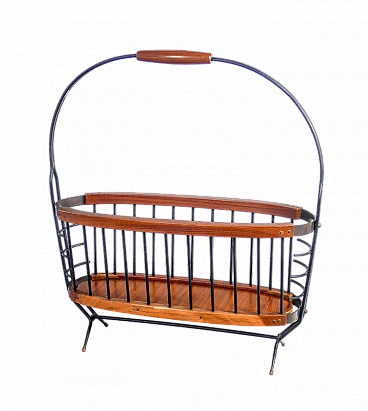 Portariviste in legno e metallo, anni '50