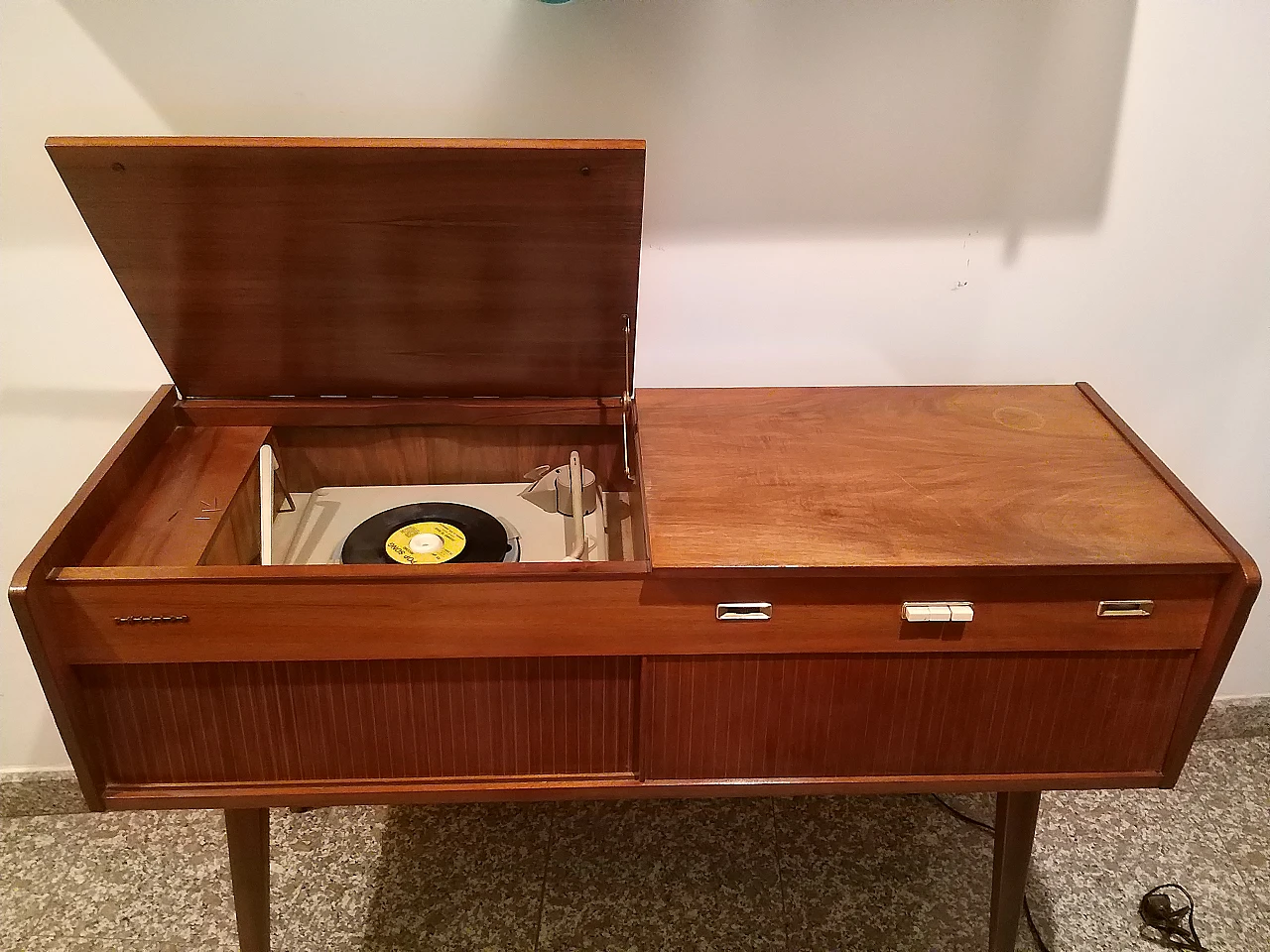 Wooden cabinet with Philips record player, 1960s 7