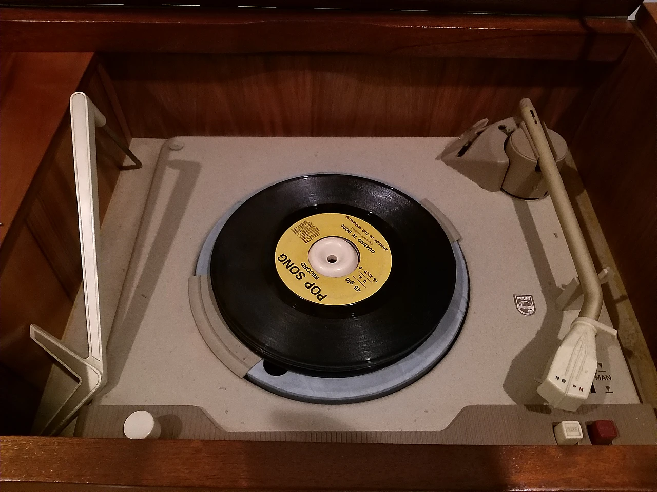 Wooden cabinet with Philips record player, 1960s 8