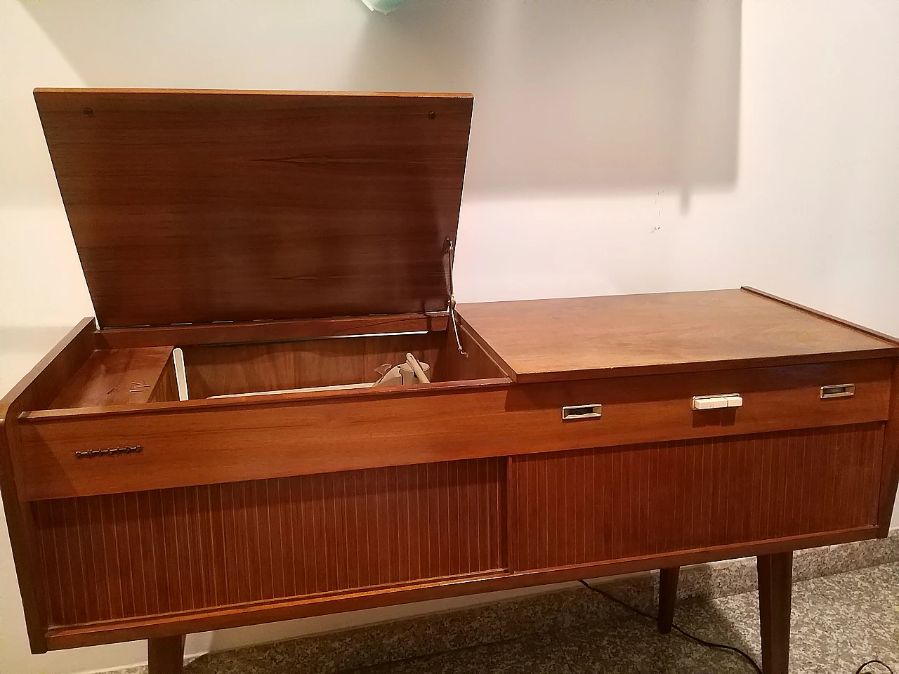 Wooden cabinet with Philips record player, 1960s 9