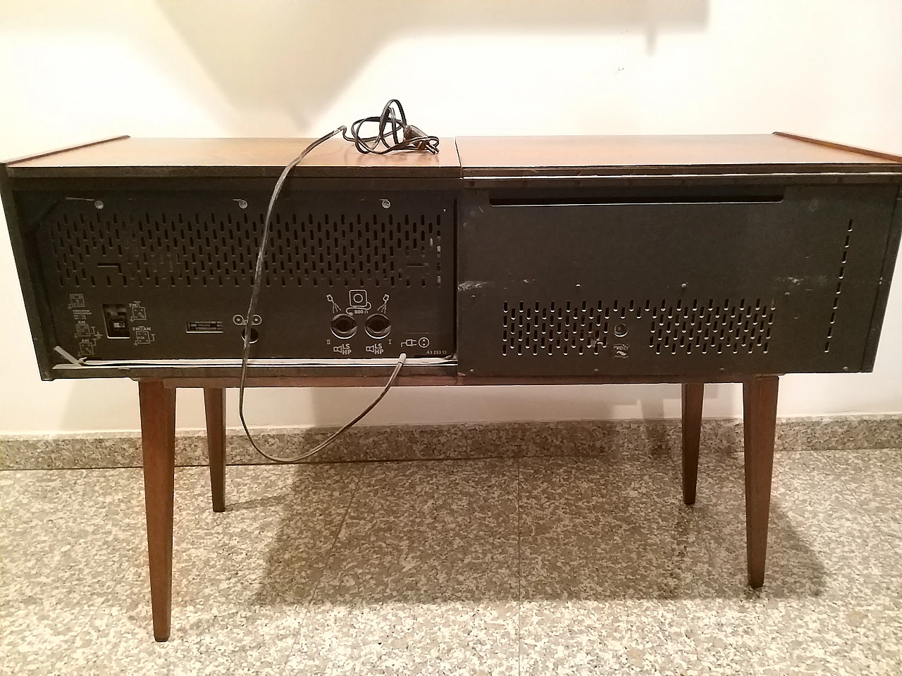 Wooden cabinet with Philips record player, 1960s 10