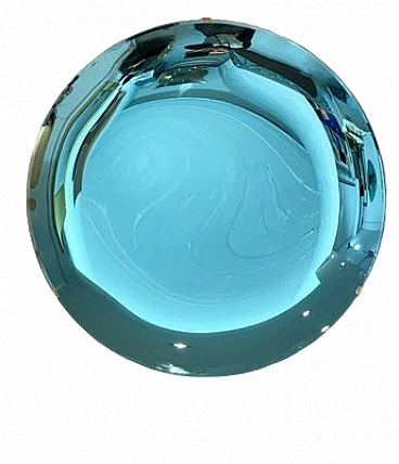 Specchio convesso blu con struttura in ferro orientabile, anni 2000