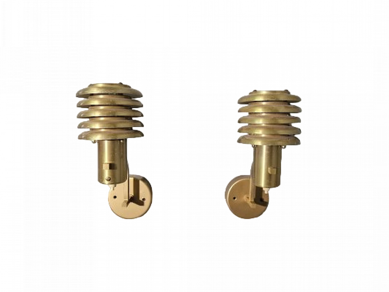 Pair of swedish wall lights in gilded brass, 1970s 18