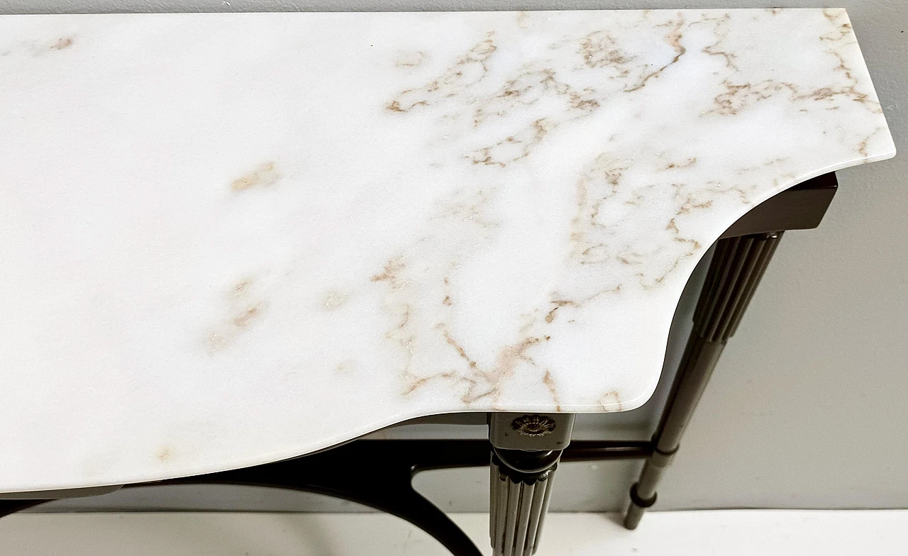 Consolle in faggio ebanizzato con piano in marmo rosa , anni '50 10