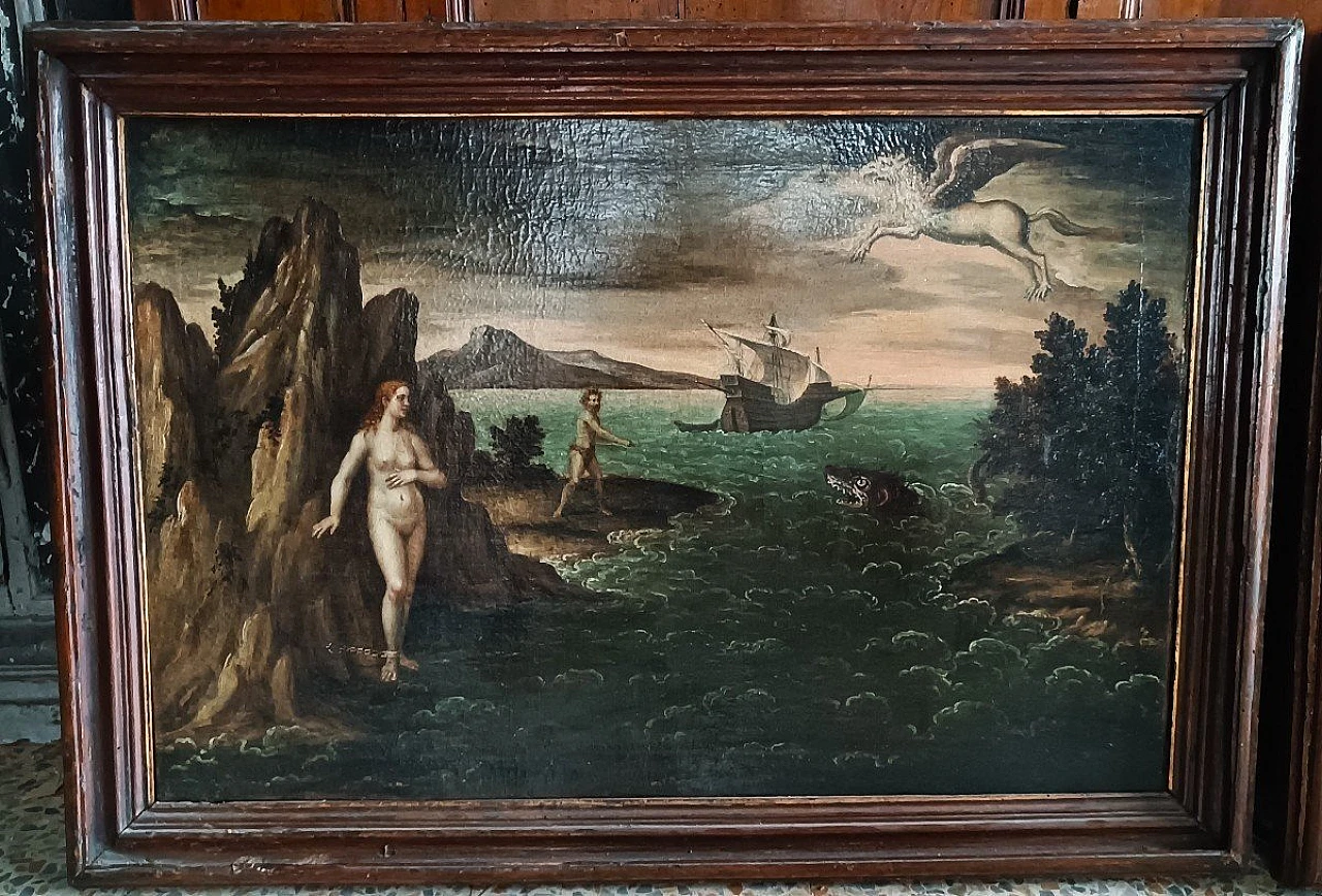 Scene da Orlando Furioso, coppia di dipinti a olio su tela, '600 2