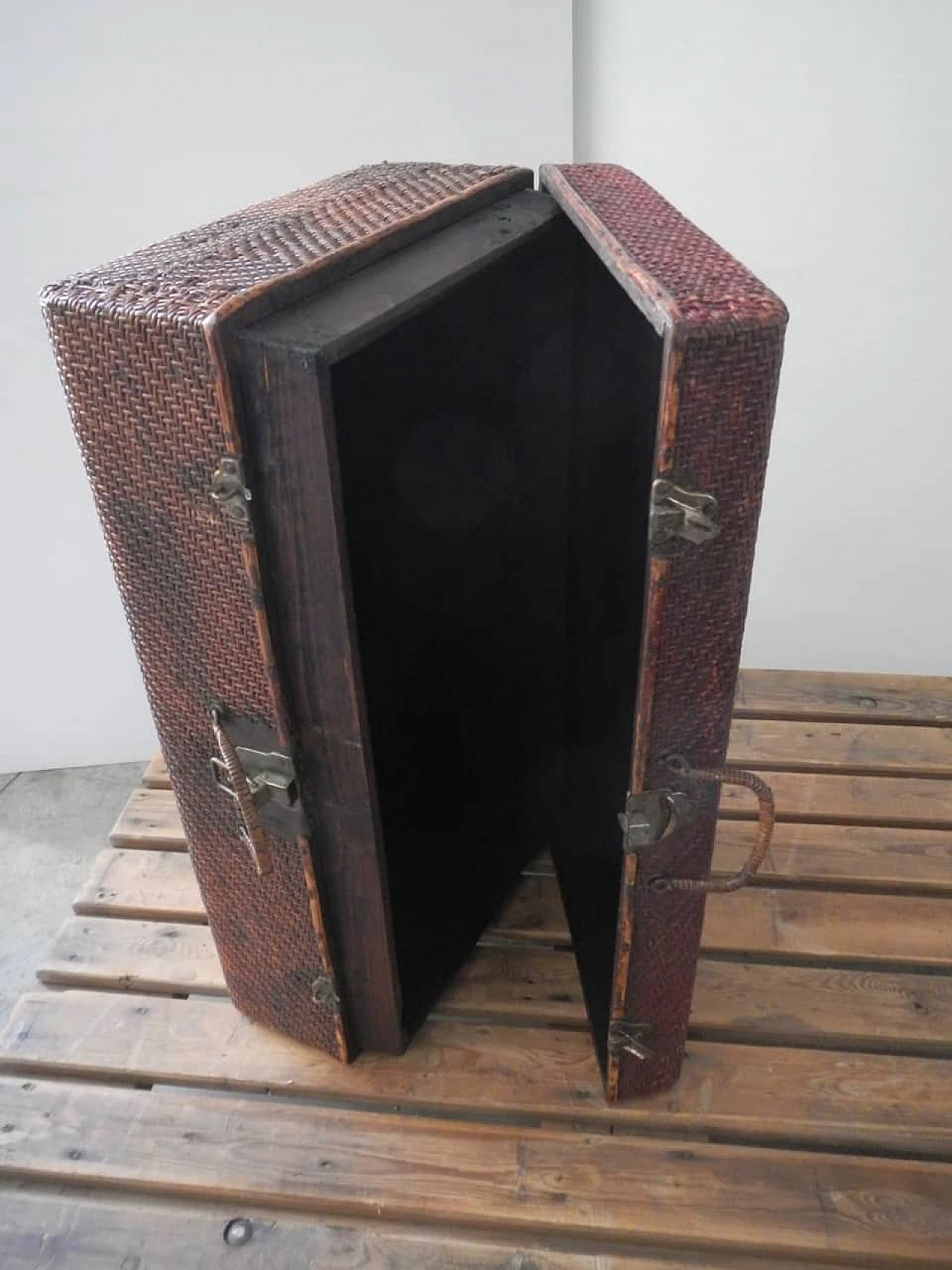 Baule in legno e vimini, anni '40 3
