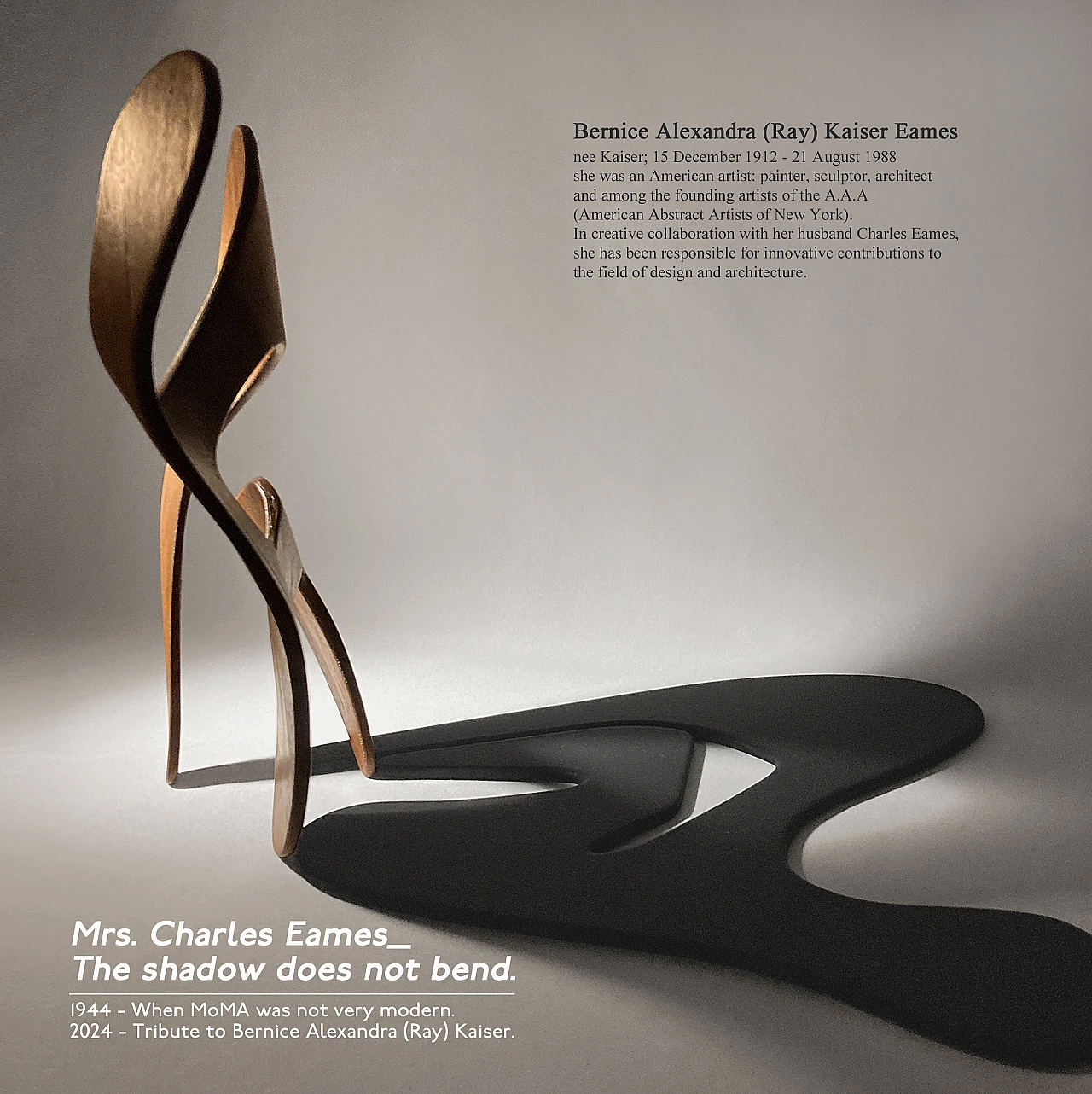 Mrs. Charles Eames, The shadow does not bend, walnut plywood sculpture 41