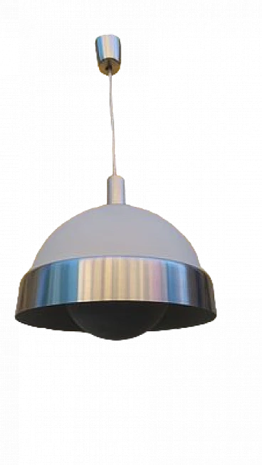 Lampada in alluminio e vetro opalino di O. Torlasco per Lumi, anni '60