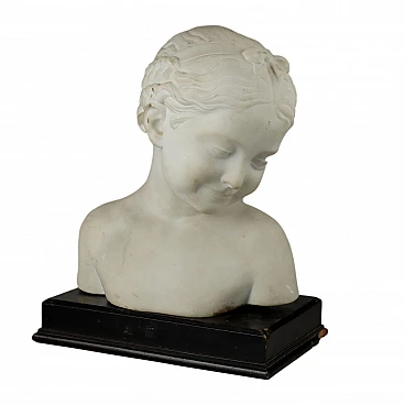 Bust of a young girl in white marble, mid-19th century