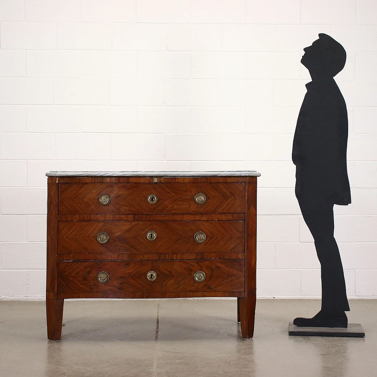 Cassettone neoclassico piemontese con piano in marmo, '700 2