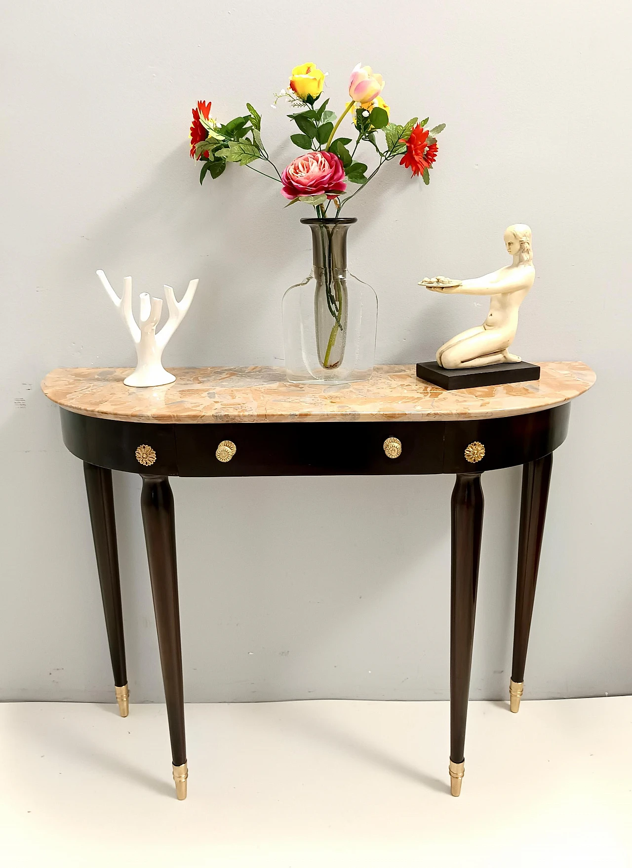 Ebonized beech onsole with marble top attributed to P. Buffa, 1940s 2