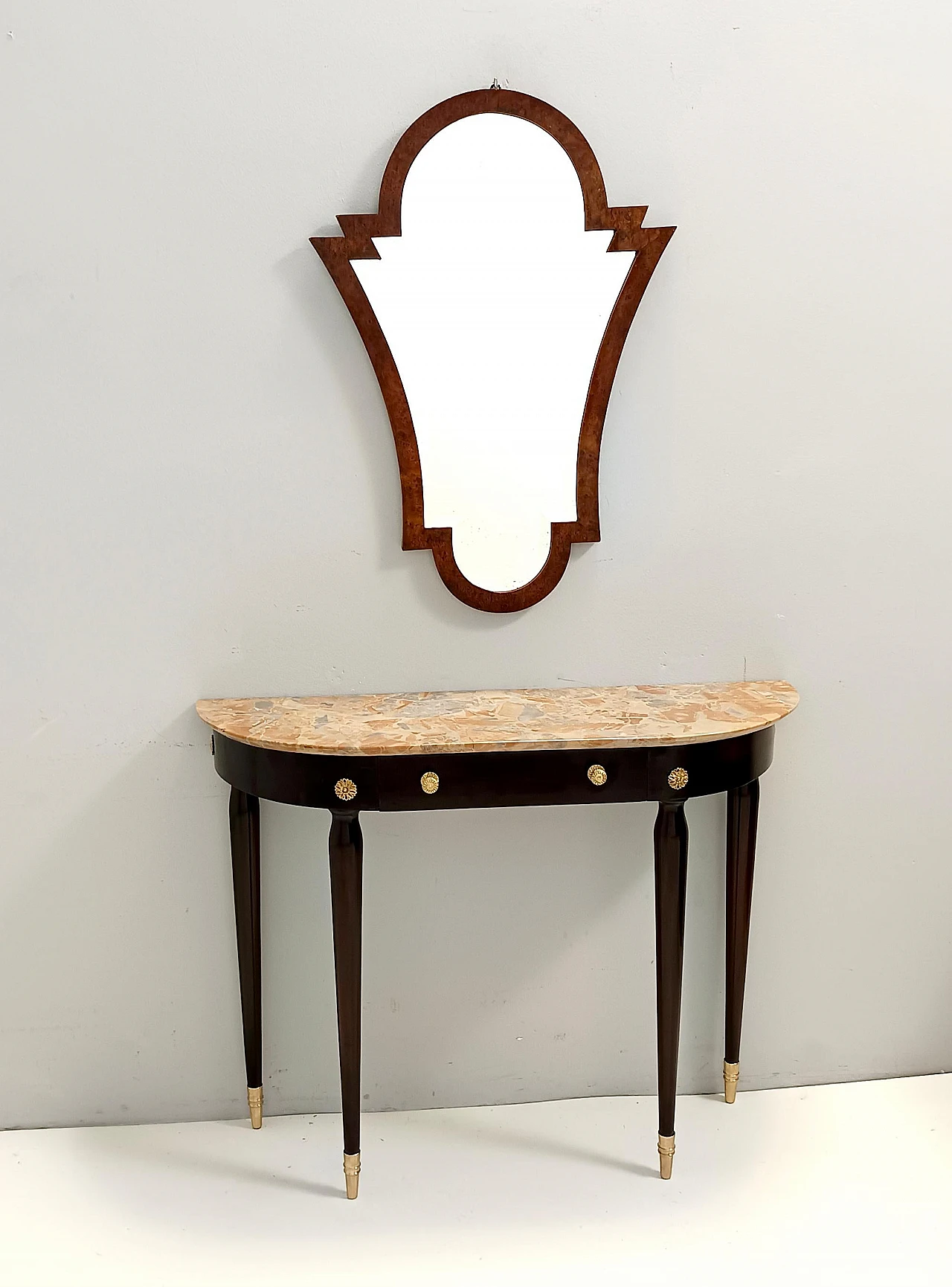 Ebonized beech onsole with marble top attributed to P. Buffa, 1940s 4