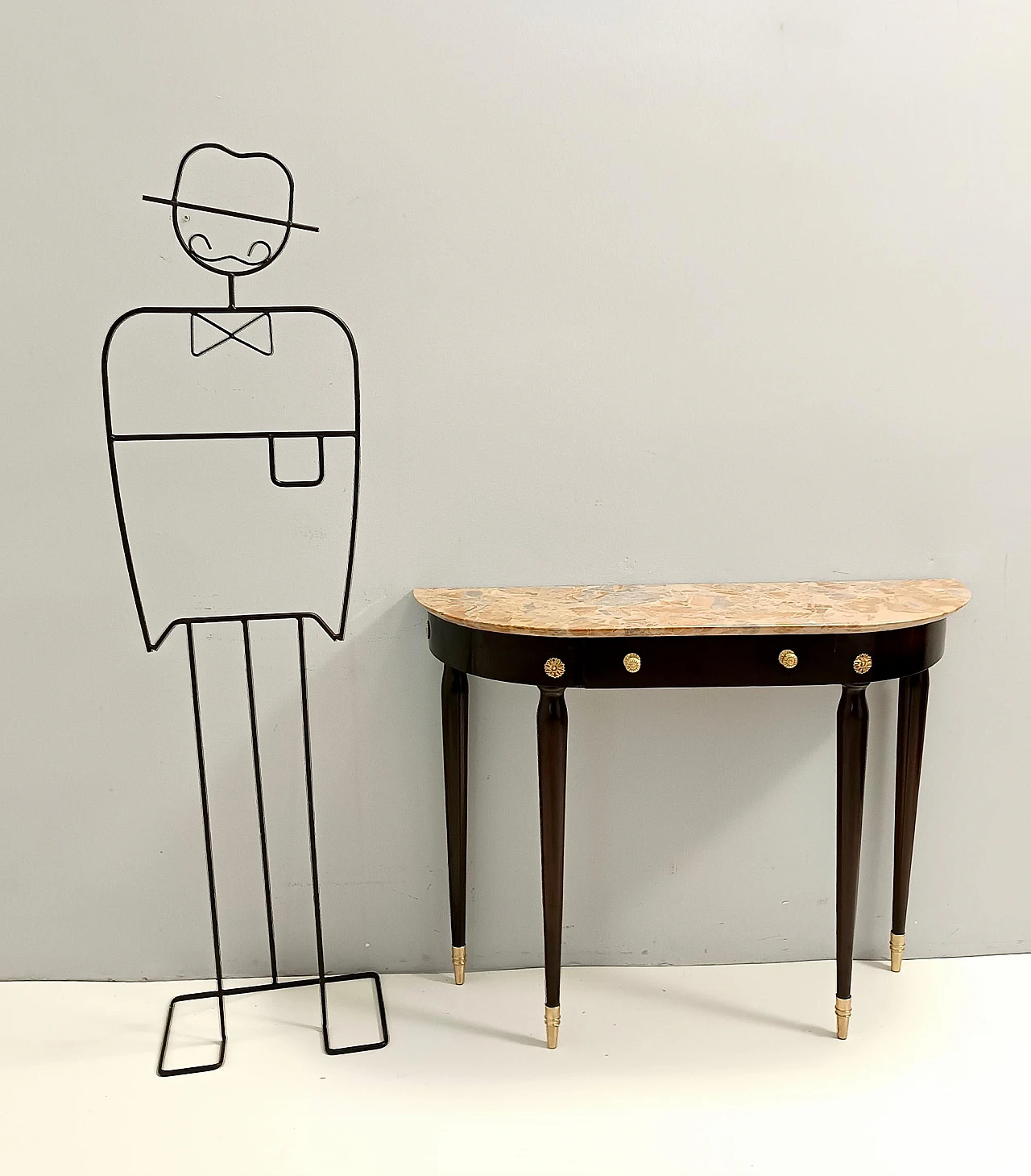 Ebonized beech onsole with marble top attributed to P. Buffa, 1940s 5