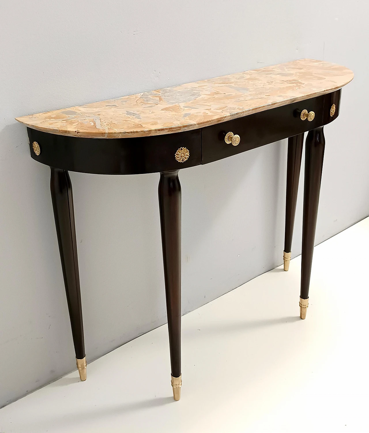 Ebonized beech onsole with marble top attributed to P. Buffa, 1940s 6