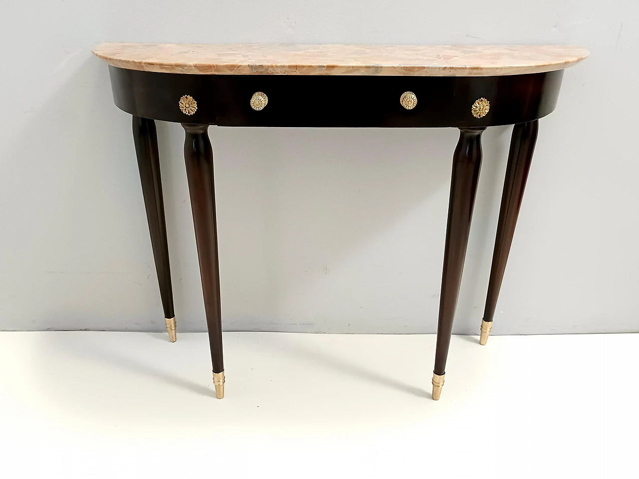 Ebonized beech onsole with marble top attributed to P. Buffa, 1940s 7