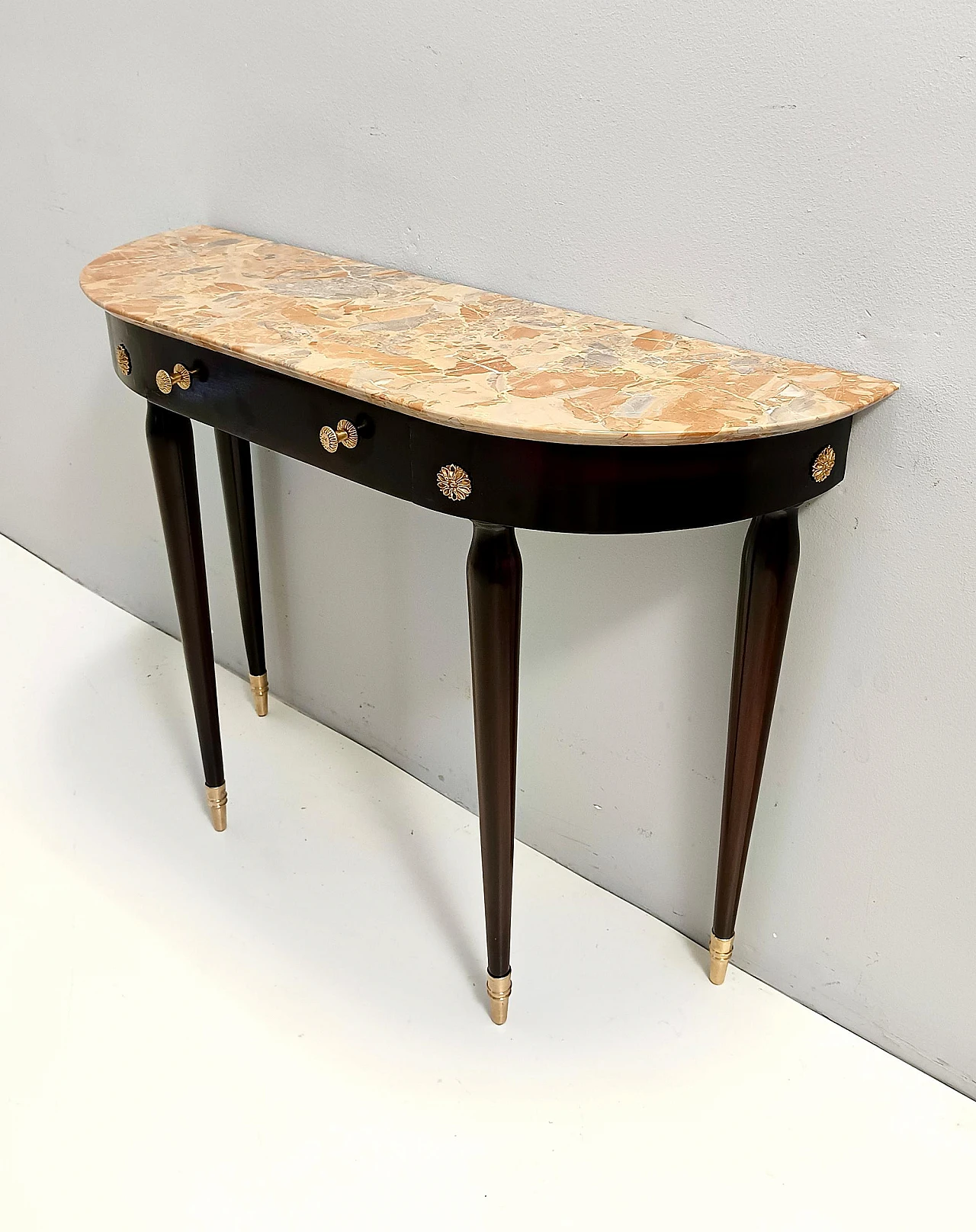 Ebonized beech onsole with marble top attributed to P. Buffa, 1940s 8