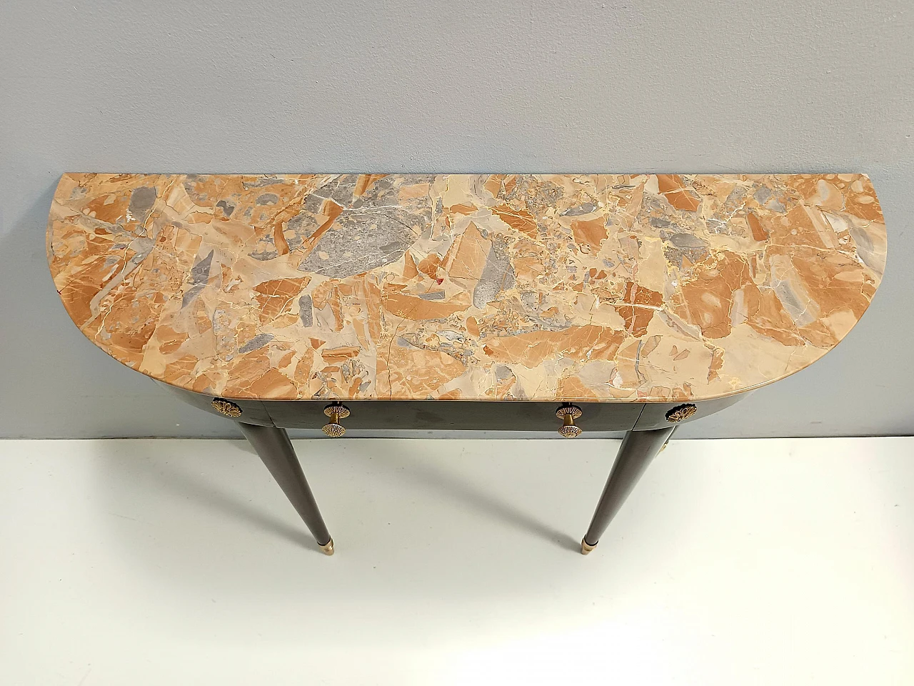 Ebonized beech onsole with marble top attributed to P. Buffa, 1940s 9