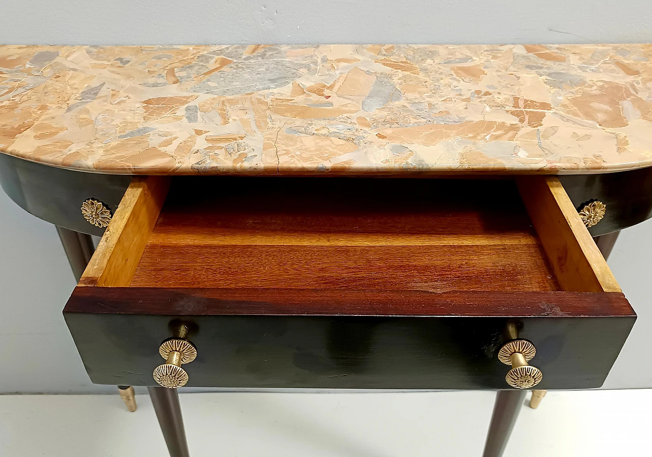 Ebonized beech onsole with marble top attributed to P. Buffa, 1940s 11